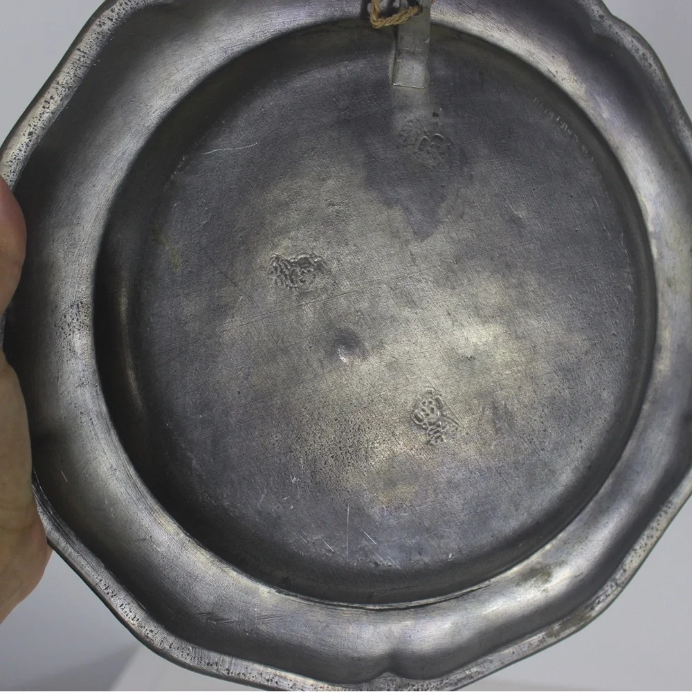 Antique Pewter Plate 10.5” Tray or Dish Drinks, Food Styling, Photography Prop - Picture 7 of 8